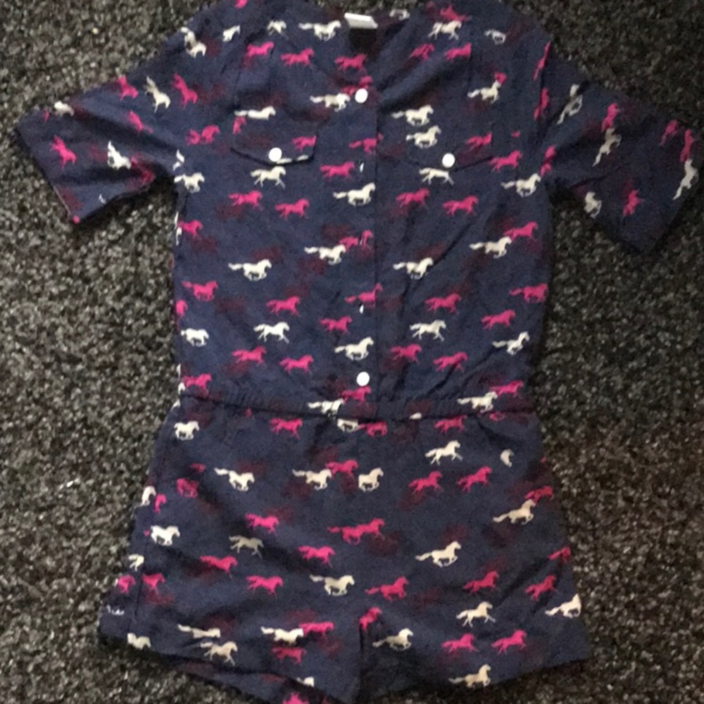 Drapey rayon horse-print romper